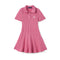 Cable Knit Polo Dress in Rose Pink