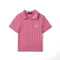Cable Knit Polo Sweater in Rose Pink