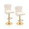 Set of 2 Bar Chairs with Footrest Electroplated Metal Base and Anti-Slip Ring