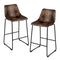 Set of 2 Bar Stool Faux Suede Upholstered Chairs