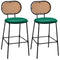 29.5 Inch Modern Faux Leather Bar Stools with Imitation Rattan Woven Backrest
