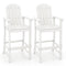 Set of 2 Counter Height Outdoor HDPE Bar Stool with Armrests and Footrest