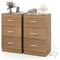 Set of 2 Nightstand with Charging Station End Table with 3 Storage Drawers Bedside Table for Bedroom
