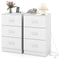 Set of 2 Nightstand with Charging Station End Table with 3 Storage Drawers Bedside Table for Bedroom