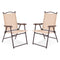 Set of 2 Patio Folding Sling Back Camping Deck Chairs