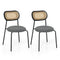 Set of 2 Rattan Dining Chair with Metal Legs