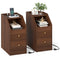 Set of 2 Side End Tables with Charging Station Sofa Couch Tables with Shelf Drawers