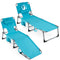 Set of 2 Tanning Chair Portable Chaise Lounge Chair with 4-Position Adjustable Backrest