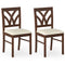 Set of 2 Wooden Dining Chairs Upholstered with Hollowed Backrest and Soft Padded Seat