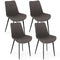 Set of 4 Dining Chair Upholstered with Metal Legs and Padded Backs