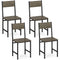 Set of 4 Dining Chairs with Metal Legs and Slanted Back