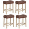 Set of 4 Upholstered Counter Height Bar Stool with Curved Saddle-Seat