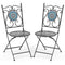 Set of 2 Mosaic Chairs for Patio Metal Folding Chairs
