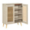 Shoe Cabinet with Louvered Doors and Removable Shelves