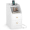 Side End Table with Charging Station Sofa Couch Table with Shelf Drawers