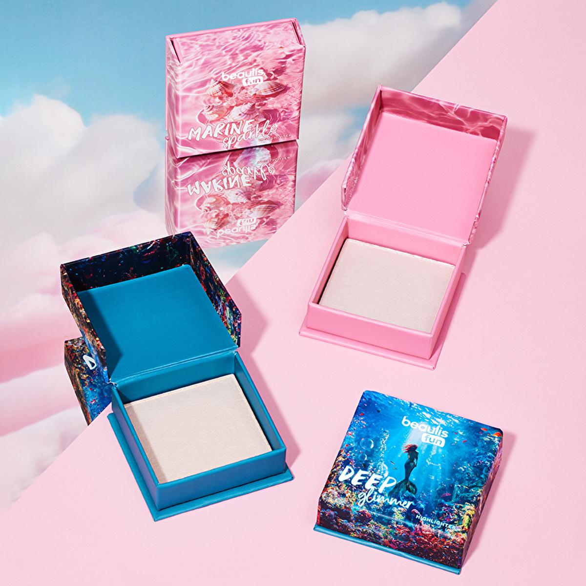 Beaulis Mineral Highlighter Powder - Marine Sparkle Toz Aydınlatıcı for Natural Glow & Radiant Face Highlighting