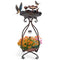 Solar Outdoor Bird Bath Feeder Combo with Flower Planter Pedestal and Solar Lights