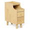 Solid Wood End Table Narrow Bedside Table with Pull-out Tray and 2 Storage Drawers-Brown