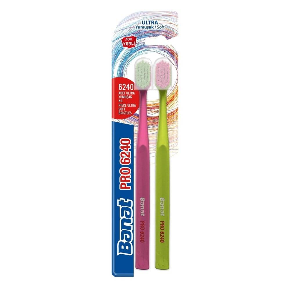 Banat PRO 6240 Ultra Soft Manual Toothbrush for Adults - Gentle on Gums, 6240 High-Density Bristles for Effective Cleaning