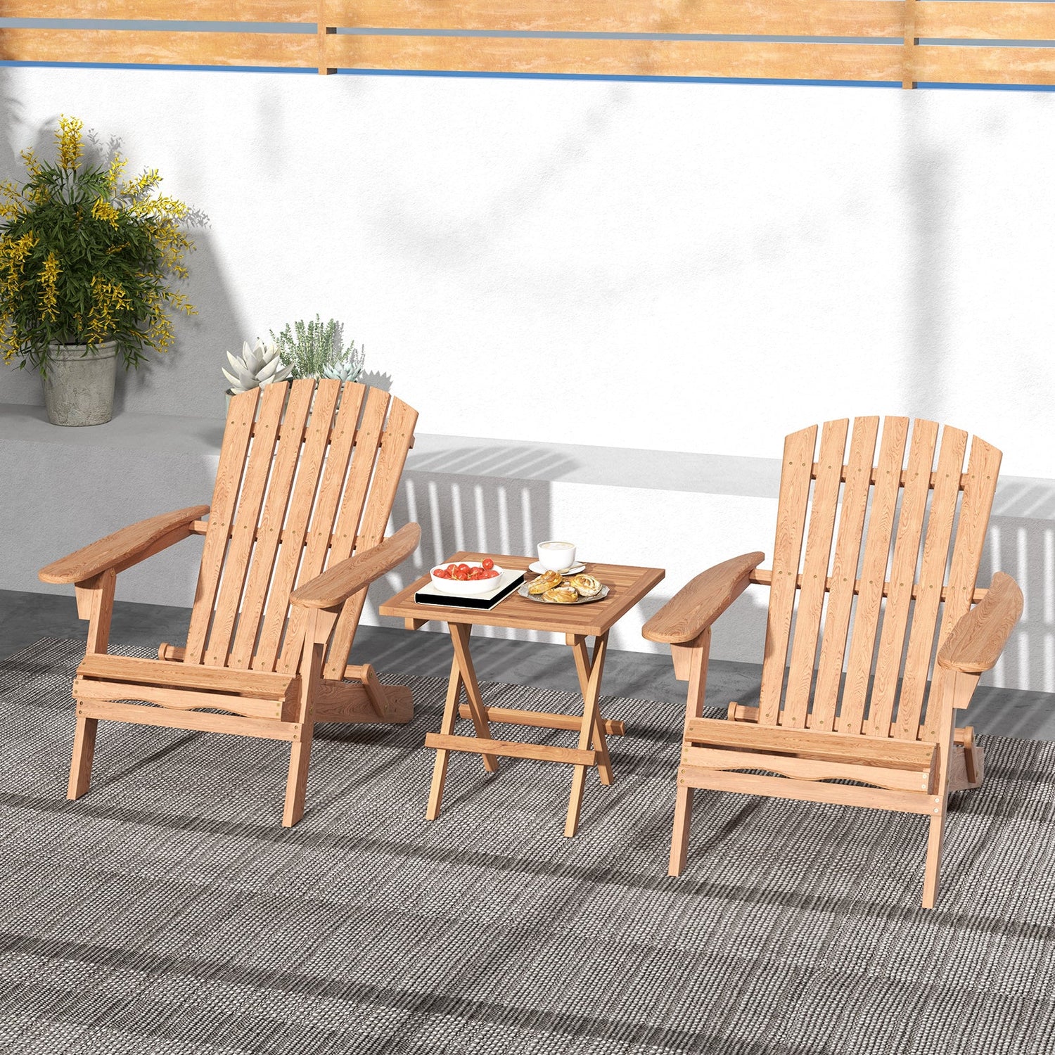 Square Patio Folding Table Indonesia Teak Wood with Slatted Tabletop Portable for Picnic