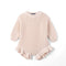 Ruffle Chunky Knit Baby Romper in Beige