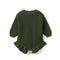 Ruffle Chunky Knit Baby Romper in Forest Green