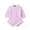 Ruffle Chunky Knit Baby Romper in Lilac