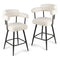 Swivel Bar Stool Set of 2 Counter Height Chairs with Curved Back and Arms