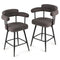 Swivel Bar Stool Set of 2 Counter Height Chairs with Curved Back and Arms
