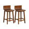 24.5 Inch Swivel Wooden Bar Stools Set of 2 with Rubber Wood Legs and Low Back