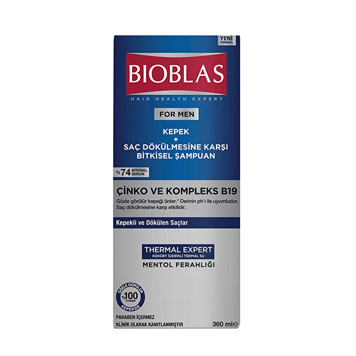 Bioblas Anti-Dandruff Shampoo for Men - 12.18 fl oz, Paraben-Free, Dermatologically Tested