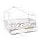 Twin House Bed with 2 Storage Drawers and Roof & Fence Rails