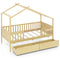 Twin House Bed with 2 Storage Drawers and Roof & Fence Rails
