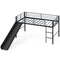 Twin Metal Loft Bed with Slide Safety Guardrails and Built-in Ladder