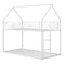 Twin Over Twin Metal Bunk Bed with Roof and Ladder