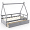 Twin Size House Bed with Roof and Safety Guardrail