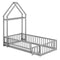 Twin Size House Floor Bed with House-shaped Headboard