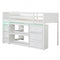 Twin Size Loft Bed with LED Lights and Underbed Space for Kids