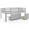 Twin Size Low Loft Bed with 3 Drawers with Ladder and Full-length Guardrails