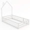Twin Size Montessori Floor Bed with Lockable Door and Full-Length Guardrail