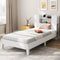 Twin Size Wooden Platform Bed Frame with Bookcase Headboard-Gray