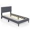 Twin Size Upholstered Platform Bed with Button Tufted Headboard-Gray