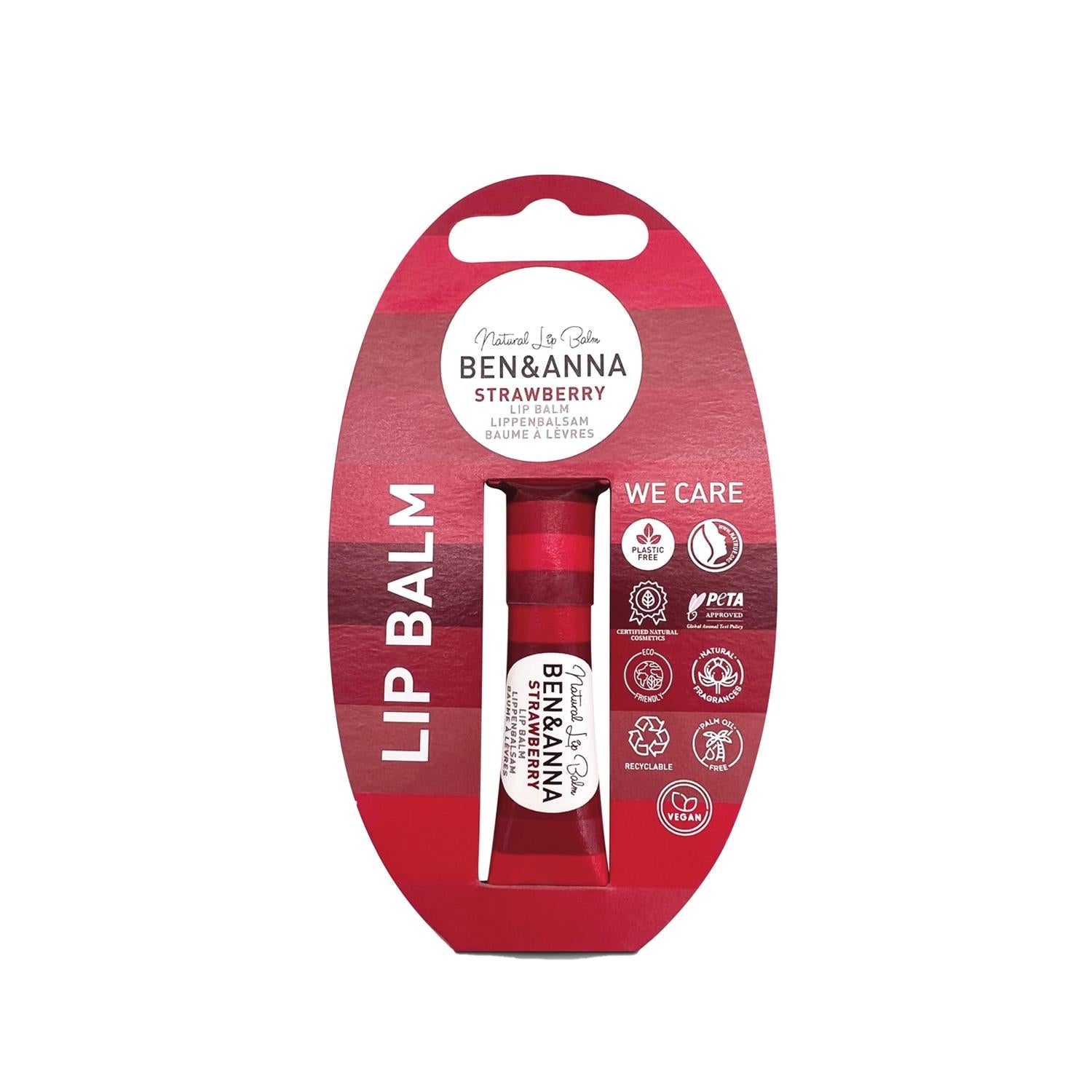 BEN & ANNA Natural Lip Balm Strawberry 6g - Moisturizing, Organic, Portable Lip Care