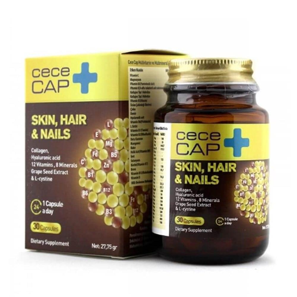 CeceCap Skin, Hair & Nails Dietary Supplement - 30 Capsules for Healthier Skin, Hair, and Nails