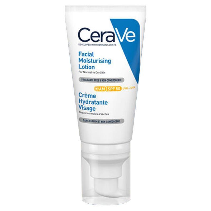 CERAVE Moisturizing Face Cream with SPF 50 - Hydrating, Non-Comedogenic Skincare for Normal to Dry Skin