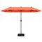 13FT Double-sided Patio Twin Table Umbrella with Crank Handle-Tan