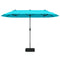 13FT Double-sided Patio Twin Table Umbrella with Crank Handle-Tan