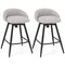 Upholstered Bar Stools Set of 2 with Footrest and Backrest