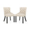 Upholstered Dining Chairs Set of 2 Tufted Wingback Chairs with Rubber Wood Legs