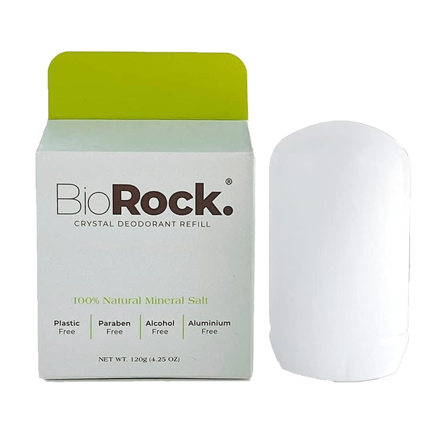 Biorock Crystal Deodorant Refill - Eco-Friendly, Natural Deodorant for Health-Conscious Individuals - 120g Refill Size